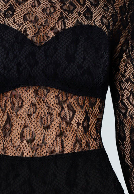 NEW040226 Zwarte Fishnet Bodystocking