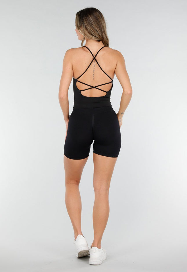 NEW040226 Zwarte Sportieve Top met Pads