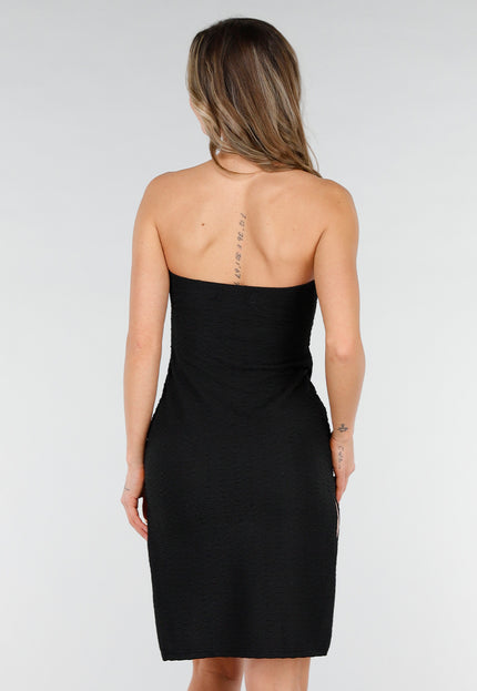NEW040226 Zwarte Strapless Jurk met Split