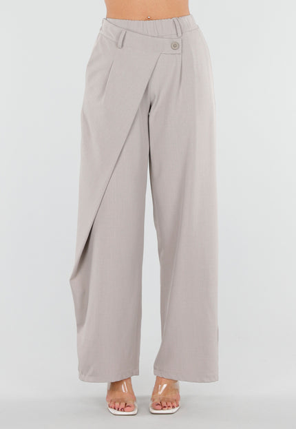 NEW040326 Beige Barrel Pantalon met Overslag