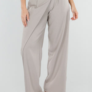NEW040326 Beige Barrel Pantalon met Overslag