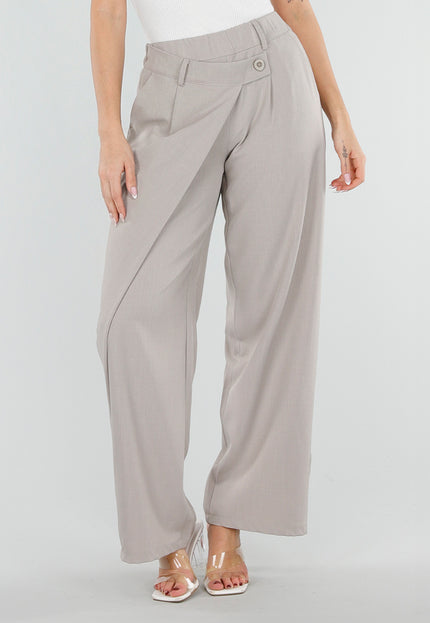 NEW040326 Beige Barrel Pantalon met Overslag