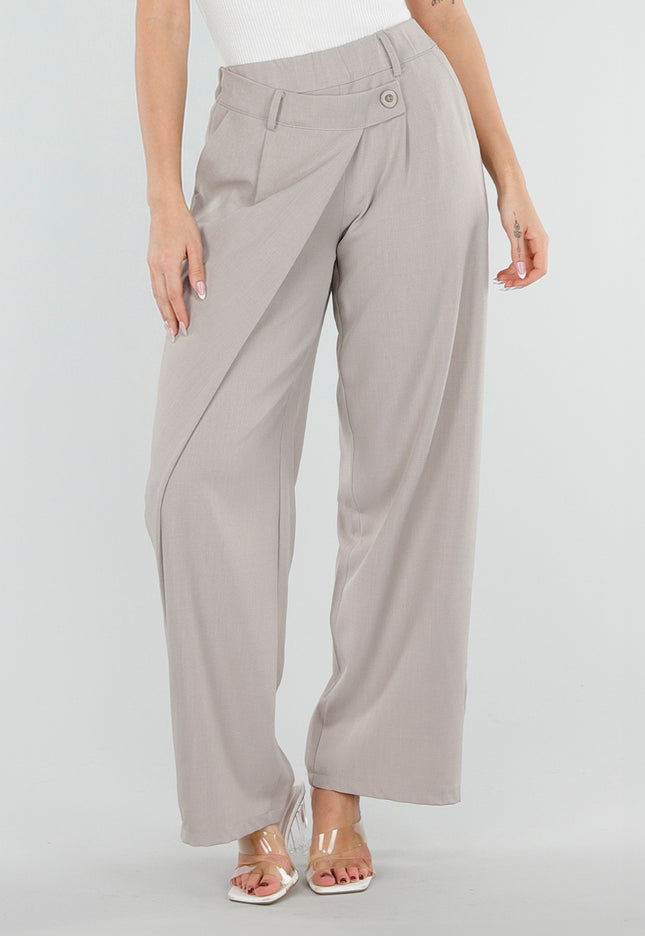 NEW040326 Beige Barrel Pantalon met Overslag