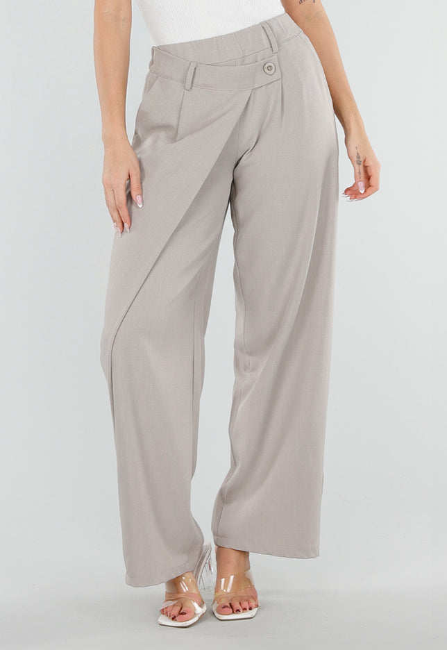 NEW040326 Beige Barrel Pantalon met Overslag