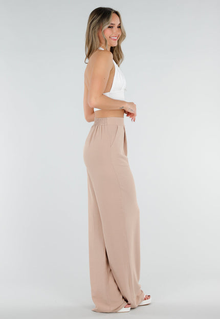 NEW040326 Beige Linnenlook Tall Pantalon
