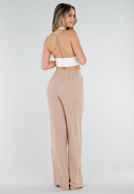 NEW040326 Beige Linnenlook Tall Pantalon