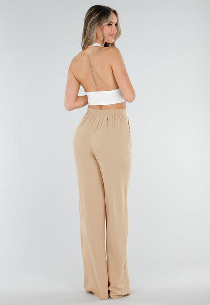 NEW040326 Beige Linnenlook Tall Pantalon
