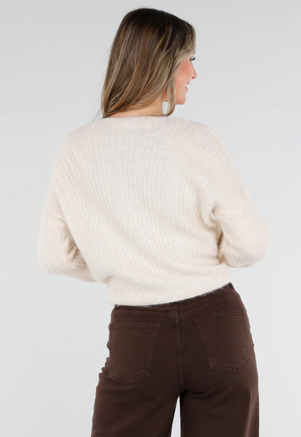 NEW040326 Beige Overslag Vest met Strikdetail