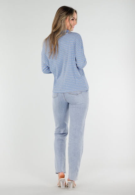 NEW040326 Blauwe Gestreepte Polo Top