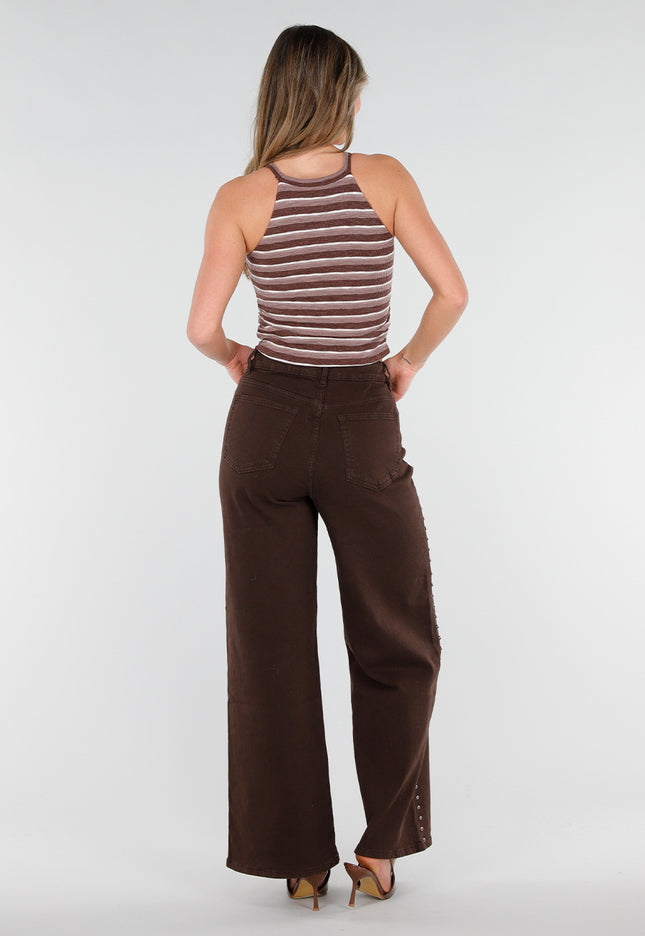 NEW040326 Bruine Gestreepte Padded Top