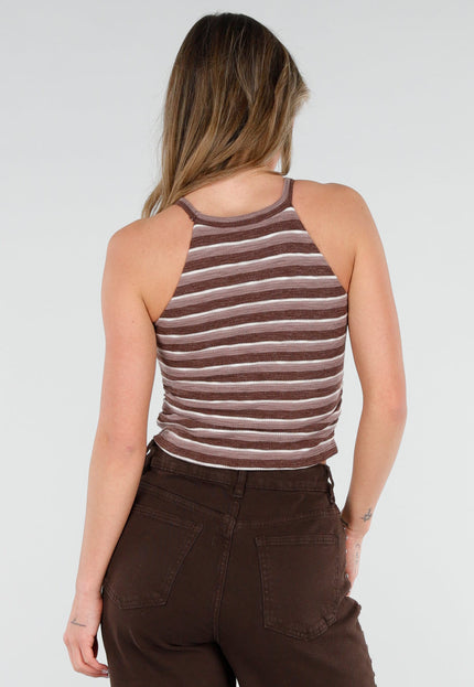 NEW040326 Bruine Gestreepte Padded Top