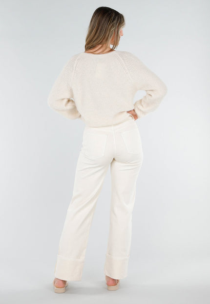 NEW040326 Crème Gebreide Twist Crop Trui