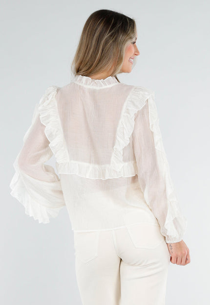 NEW040326 Crème Ruffle Blouse
