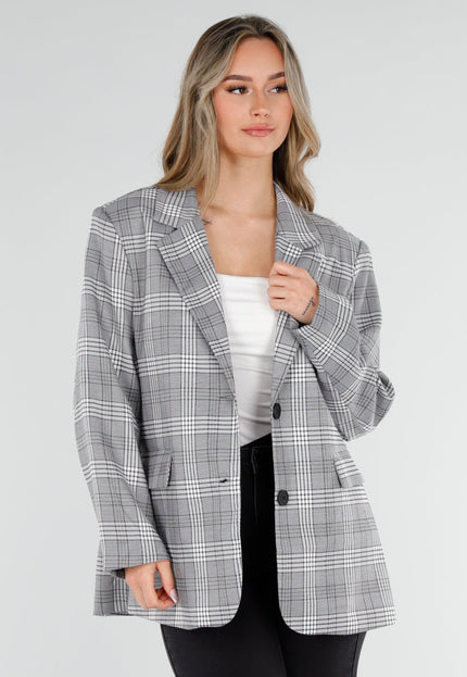 NEW040326 Grijze Geruite Blazer