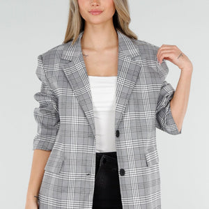 NEW040326 Grijze Geruite Blazer