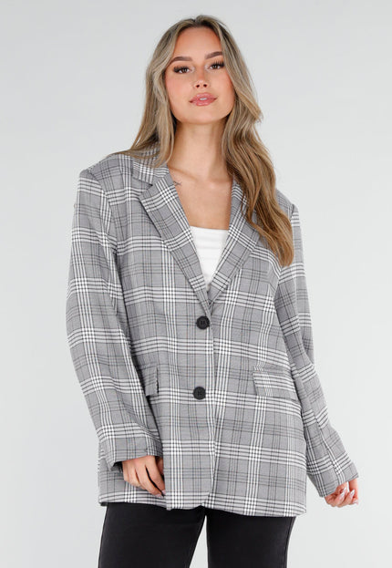 NEW040326 Grijze Geruite Blazer