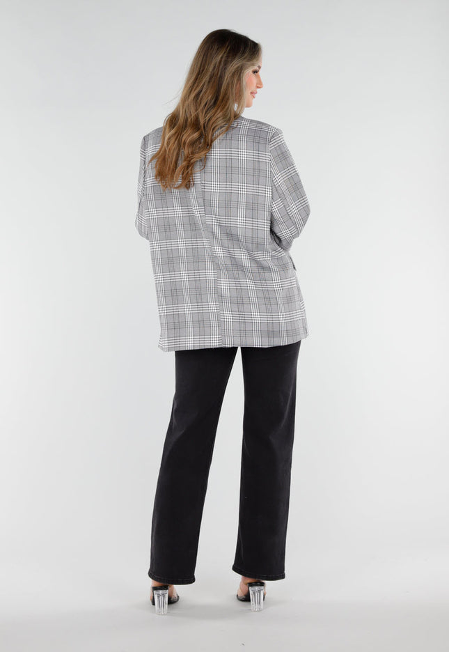 NEW040326 Grijze Geruite Blazer