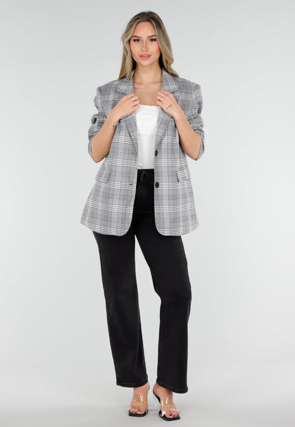 NEW040326 Grijze Geruite Blazer