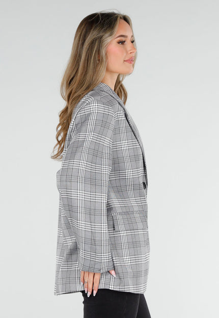 NEW040326 Grijze Geruite Blazer