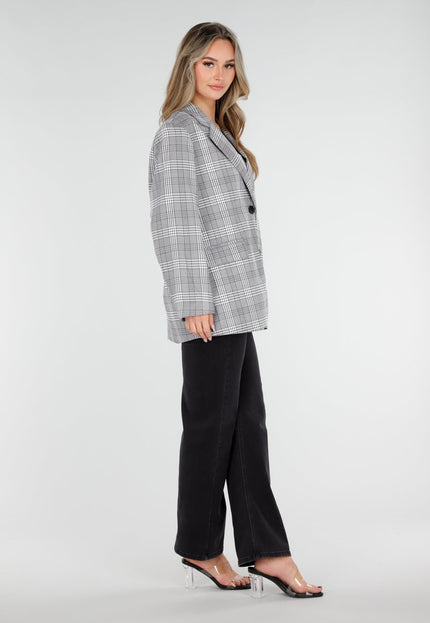 NEW040326 Grijze Geruite Blazer