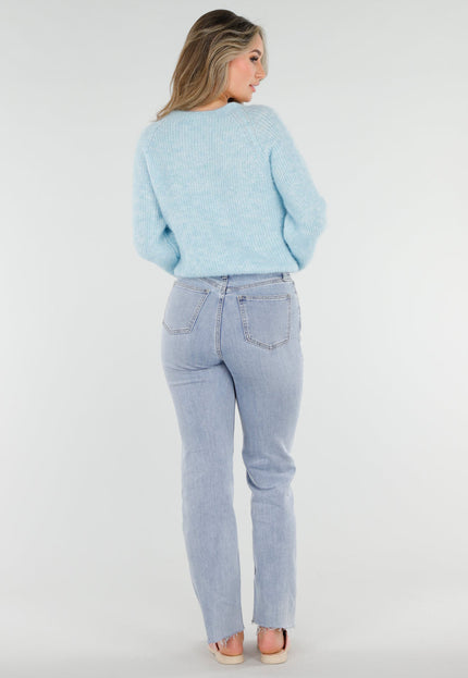 NEW040326 Lichtblauwe Gebreide Trui met Twist