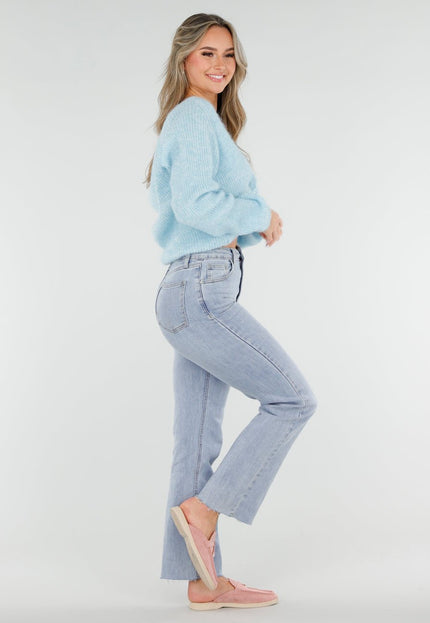 NEW040326 Lichtblauwe Gebreide Trui met Twist