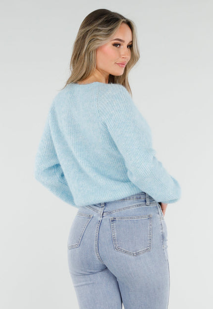 NEW040326 Lichtblauwe Gebreide Trui met Twist