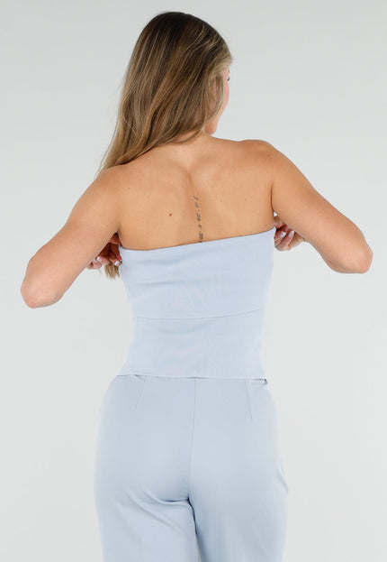 NEW040326 Lichtblauwe Strapless Top
