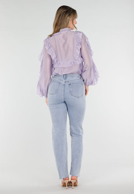 NEW040326 Lila Ruffle Blouse met Strikdetail