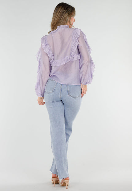 NEW040326 Lila Ruffle Blouse met Strikdetail