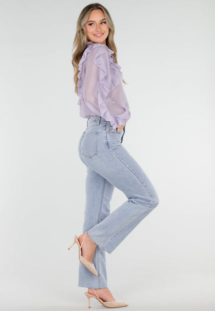 NEW040326 Lila Ruffle Blouse met Strikdetail