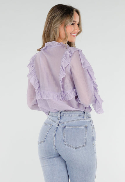 NEW040326 Lila Ruffle Blouse met Strikdetail