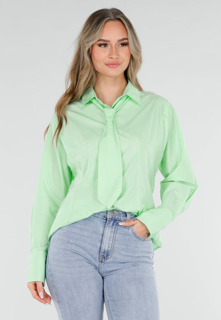 NEW040326 Mintgroene Blouse met Stropdas