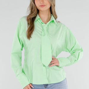 NEW040326 Mintgroene Blouse met Stropdas