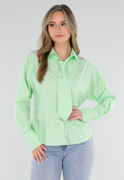 NEW040326 Mintgroene Blouse met Stropdas