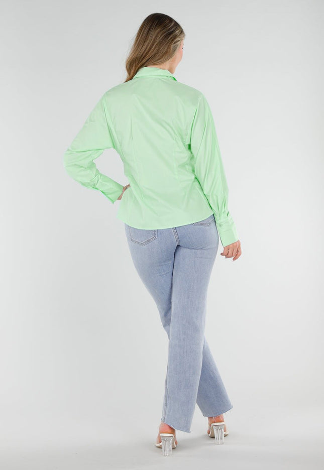 NEW040326 Mintgroene Blouse met Stropdas