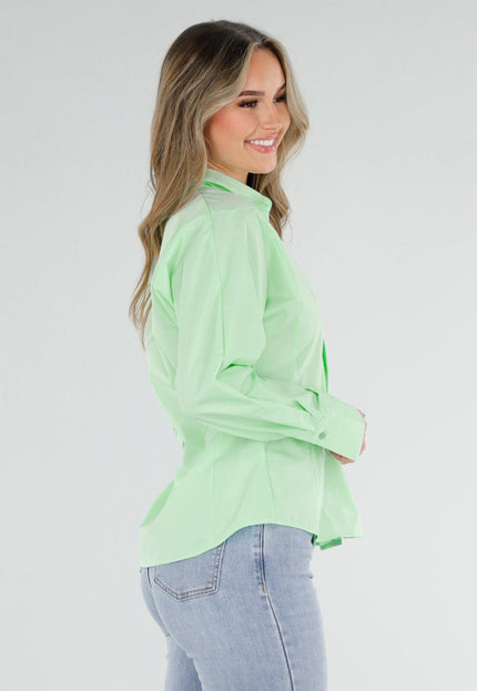 NEW040326 Mintgroene Blouse met Stropdas