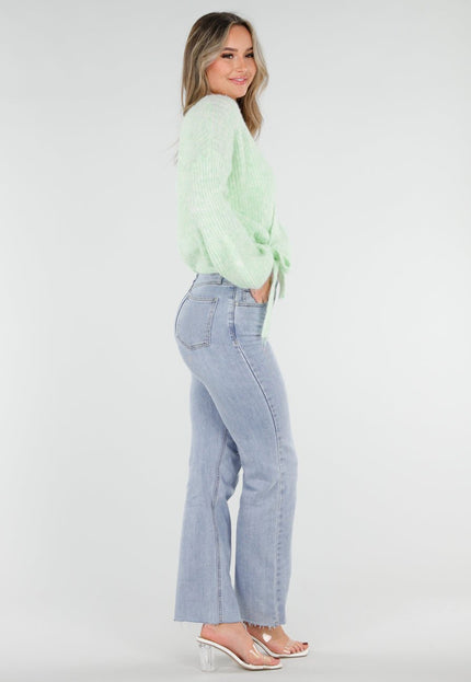 NEW040326 Mintgroene Wikkel Vest met Ballonmouwen