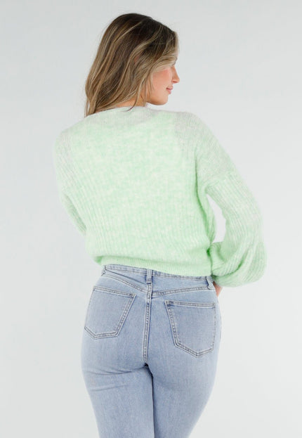 NEW040326 Mintgroene Wikkel Vest met Ballonmouwen