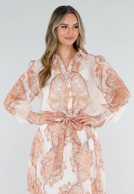 NEW040326 Oranje Blouse met Paisley Print
