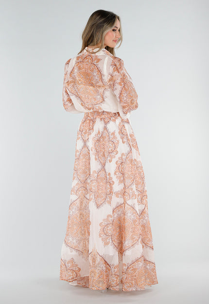 NEW040326 Oranje Blouse met Paisley Print