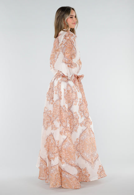 NEW040326 Oranje Blouse met Paisley Print