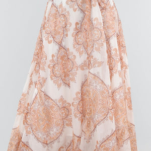 NEW040326 Oranje Maxi Rok met Paisley Print