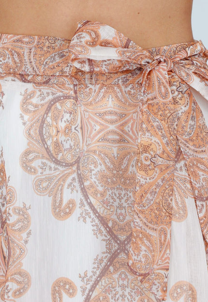 NEW040326 Oranje Maxi Rok met Paisley Print