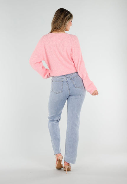 NEW040326 Roze Gebreide Twist Trui