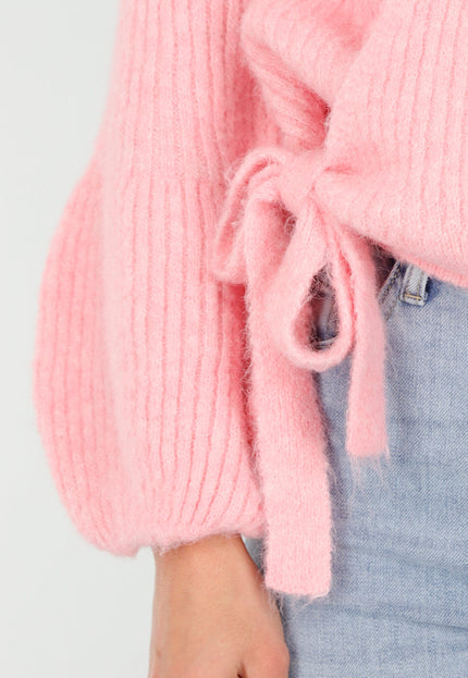 NEW040326 Roze Overslag Vest met Strikdetail