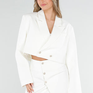 NEW040326 Witte Cropped Blazer