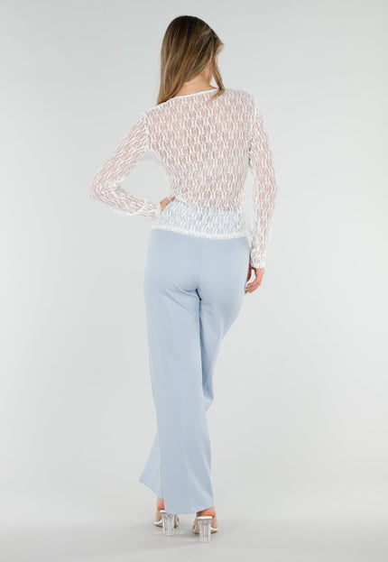 NEW040326 Witte Kant Top met Ruches