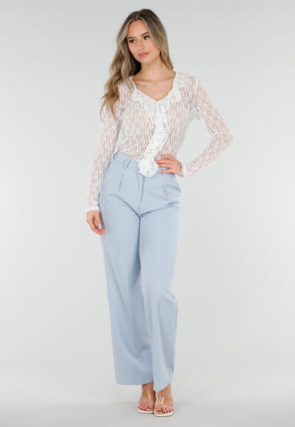 NEW040326 Witte Kant Top met Ruches