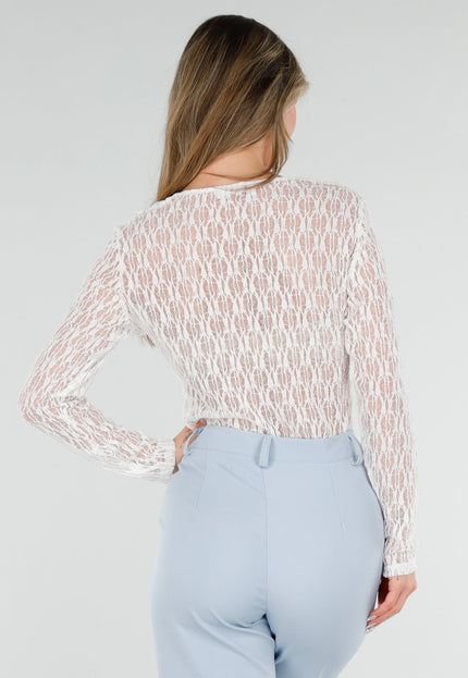 NEW040326 Witte Kant Top met Ruches